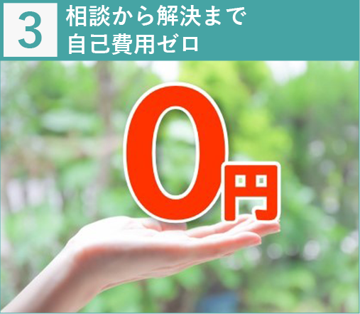 相談から解決まで自己費用ゼロ